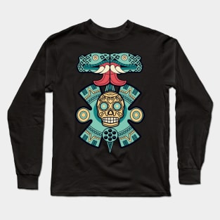 Aztec Empire Art Motif Long Sleeve T-Shirt